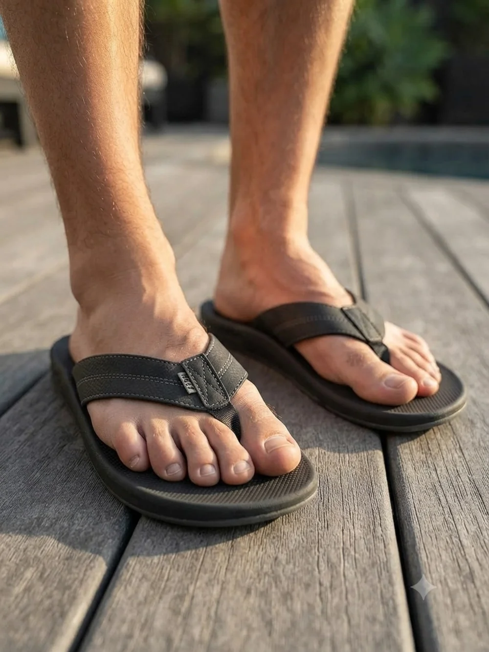 Reef Black Men's Cushioned Flip Flops